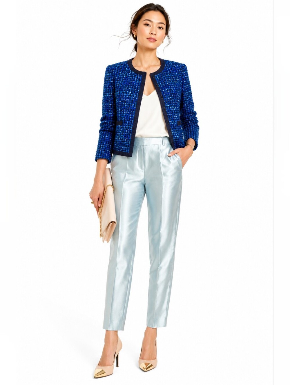 J.Crew Collection Mint Silk Cotton Shantung Pants Size 4 EUC